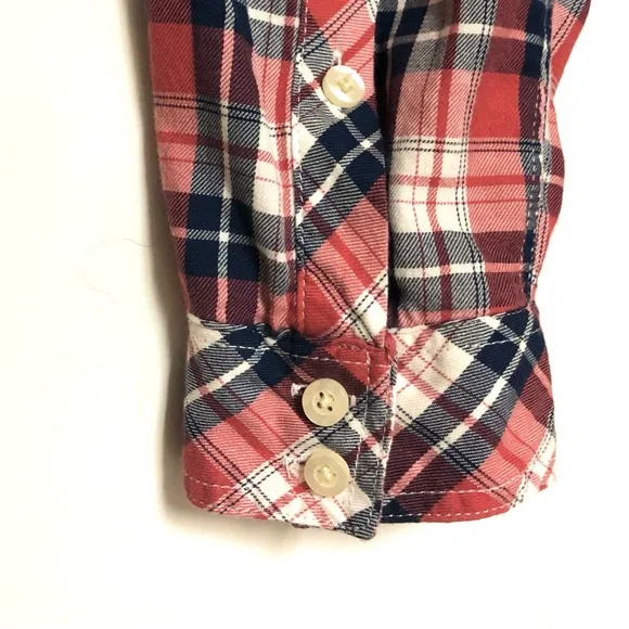 Torrid Plaid Camp Shirt Womens Plus SZ 2X Button Down Red Blue Classic Americana - Picture 7 of 11